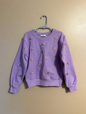 Lola + The Boys Purple Rainbow Heart Embroidered Sweatshirt/Pants Set